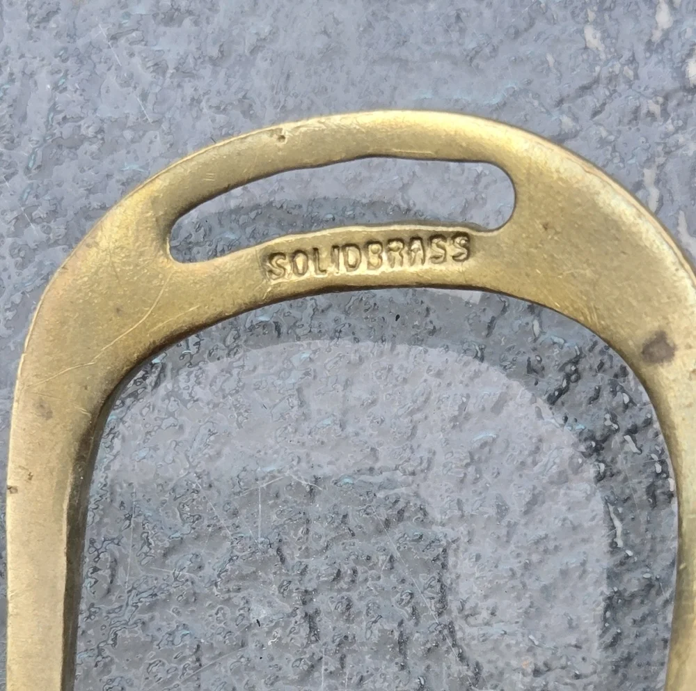 Solid Brass Tan Leather Belt with Solid Brass Buckle 42